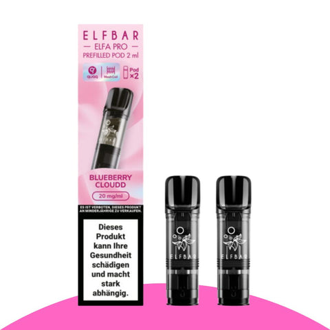 Elf Bar ELFA PRO Pods in Black, 2ml prefilled with Blueberry Cloud flavor, nicotine salt, pack of 2.