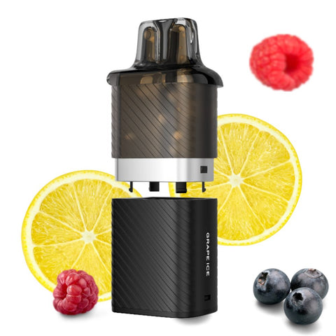 VOZOL Vista Plug Pod + Refill-Tank with fruity flavors: lemon, raspberry, and blueberry for a refreshing vaping experience.