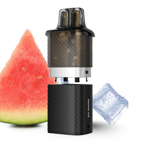 VOZOL Vista Plug Pod with watermelon slice and ice cube, featuring a refillable vaping system.