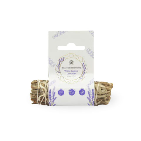 Peace & Harmony Lavender Sage - Smudge Stick verpackt mit Lavendel und White Sage für harmonische Reinigung.