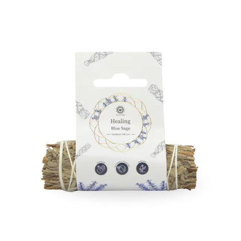 Healing Blue Sage - Smudge Stick in an eco-friendly packaging for cleansing and healing rituals.