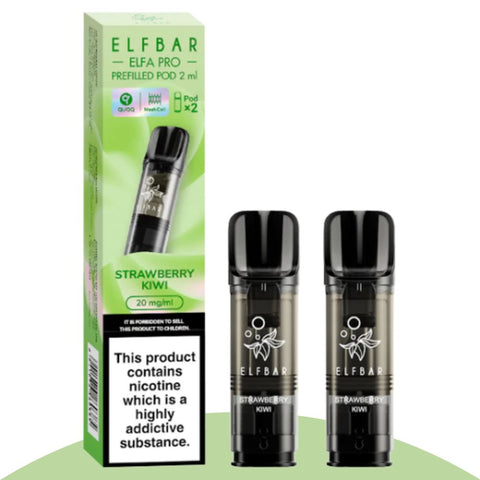 Elfbar ELFA PRO Pods Strawberry Kiwi 2ml, 2er-Pack mit Nikotinsalz für bis zu 600 Züge.