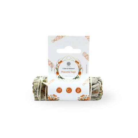 Peaceful Sage - Smudge Stick in an eco-friendly packaging for calming and balancing energy.