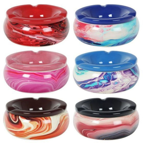 Assorted marble wind ashtrays in vibrant colors for stylish balcony and garden use.