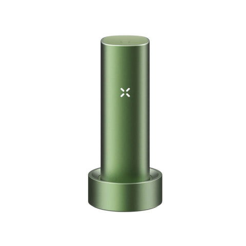 PAX Flow herb vaporizer in sleek green design with hybrid heating system, ideal for dry herbs.