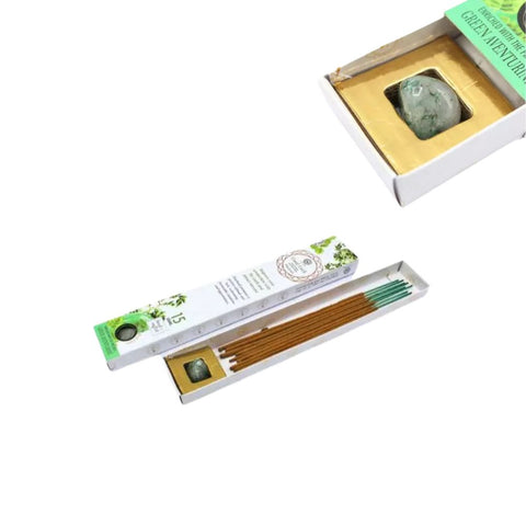 Green Tree - Gemstone & Incense Sticks Good Luck - Green Aventurine