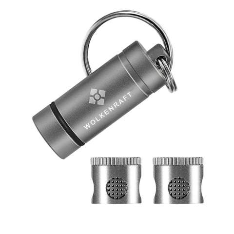 Wolkenkraft LIVE Dosierkapsel-Container in Gun Metal mit zwei Dosierkapseln, ideal für unterwegs und hygienische Aufbewahrung.