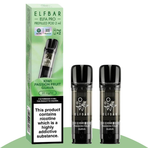 Elf Bar ELFA PRO Pods im 2er-Pack mit Kiwi, Passion Fruit und Guava Flavor, 20 mg/ml Nikotinsalz.