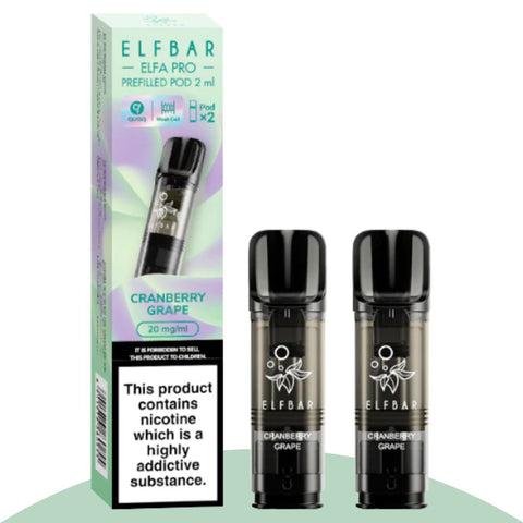 Elf Bar ELFA PRO Pods Cranberry Grape 2ml, 20mg/ml Nikotinsalz, 2er-Pack für intensives Dampfen.