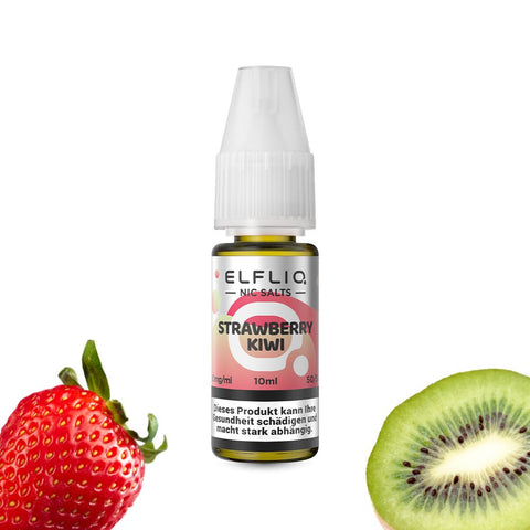 ELFLIQ Strawberry Kiwi E-Liquid in 10ml bottle, featuring strawberries and kiwis for a refreshing vape.