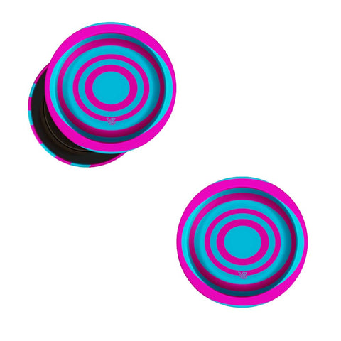 V- Syndicate - Syndicase 360 Seshigher CAT colorful circular storage containers in pink and blue design.