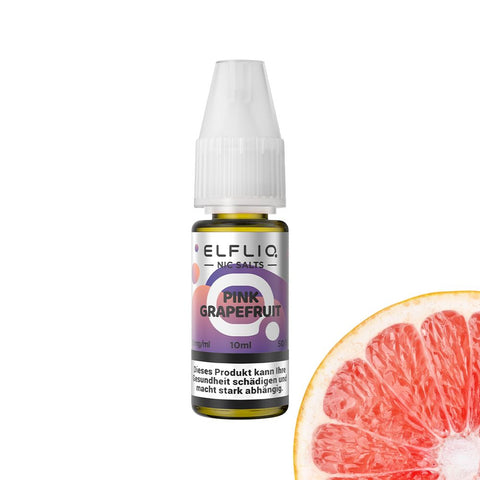 ELFLIQ Pink Grapefruit E-Liquid in a 10ml bottle, ideal for sustainable vaping with 10mg or 20mg nicotine.