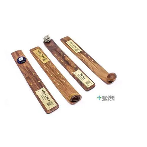 Incense Holder Wood with Guard Stones