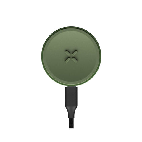 PAX Flow Vaporizer USB-C charging dock in green, designed for efficient charging.