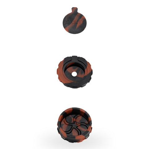 HASHY - Hash Grinder 50 mm: Mehrteiliger Hash Grinder aus lebensmittelechtem Silikon in schwarz-orange, ideal zum Zerkleinern von Hash.