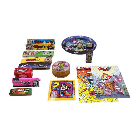 Monkey King Try - Kit Metal Box mit verschiedenen Rolling-Essentials und stylischen Designs.