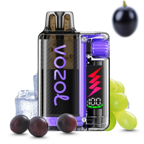 VOZOL Vista Plug Starter Kit with grapes and ice, showcasing innovative vape design and performance.