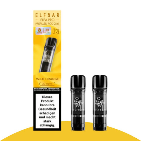 Elf Bar ELFA PRO Pods 2ml Packung mit Nikotinsalz, Geschmack Wild Orange, 20 mg/ml.