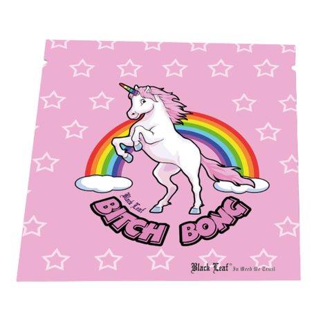 Black Leaf Bitch Bong Smellproof Bag 224 × 190 mm, geruchsdichter und wiederverschliessbarer Aufbewahrungsbeutel aus metallisierter Mylar-Folie