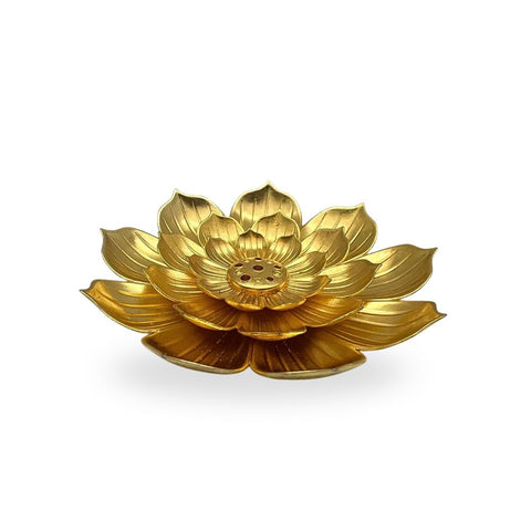 Duftstäbchenhalter Lotus - Messing in eleganter Lotusform aus goldfarbenem Messing für Räucherstäbchen.
