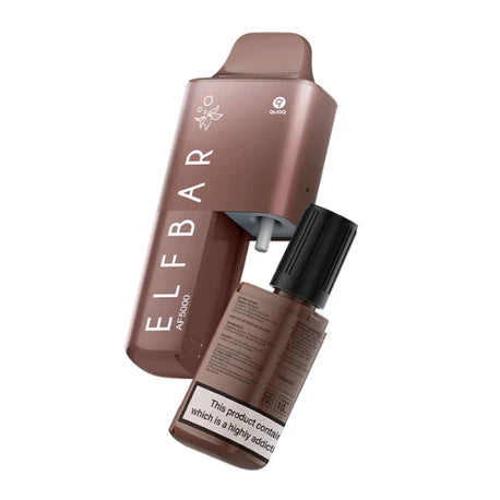 Elf Bar AF5000 Prefilled Kit with E-Liquid bottle for reusable vaping experience.