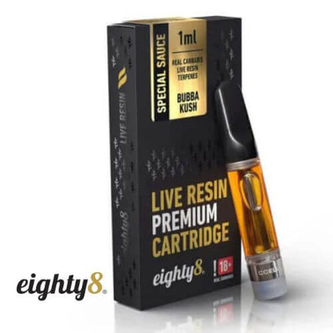 Eighty8 Bubba Kush CBD cartridge, 1ml, featuring live resin terpenes, ideal for a rich and relaxing vape experience. online bestellen schweiz