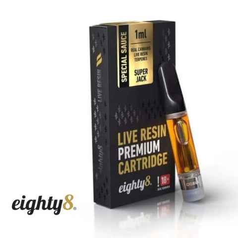 Eighty8 Super Jack CBD cartridge, 1ml, featuring live resin technology and vibrant flavor. kaufen schweiz