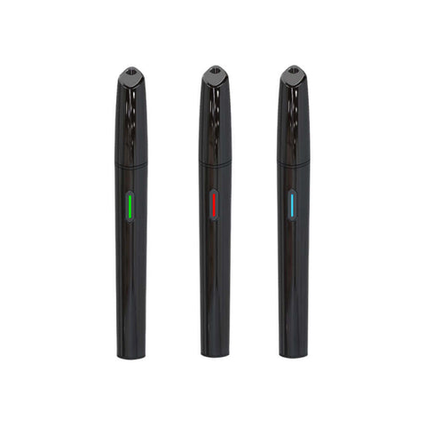 Flowermate Wix Concentrate Vape Pen in three colors: black with green, red, and blue indicator lights.