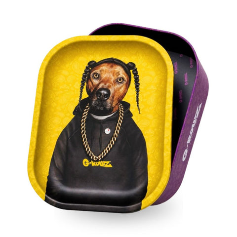 2-in-1 Metallbox mit Rolling Tray Deckel im Pets Rock Rap Design