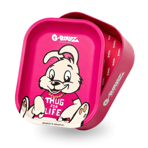 2-in-1 Metallbox mit Rolling Tray Deckel im Banksy's Thug Life Design