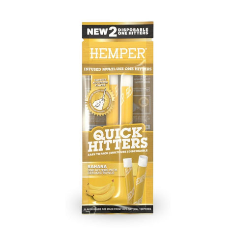 HEMPER Quick Hitter 2er-Pack, kompakte Einweg-One-Hitter mit Keramik-Bowl in Bananengeschmack.