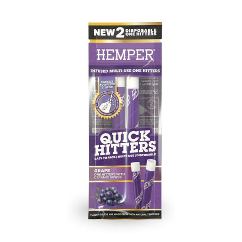 HEMPER Quick Hitter 2er-Pack mit keramik-bowl in Traubengeschmack, kompakte Einweg-One-Hitter.