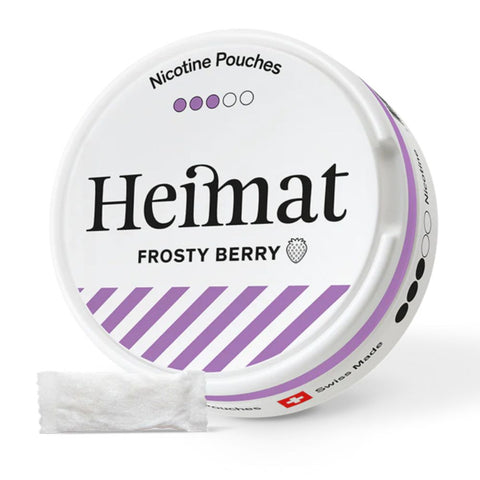 Packung Heimat Nicotine Pouches Frosty Berry mit 13 g tabakfreien Nikotinbeuteln mit Beerengeschmack