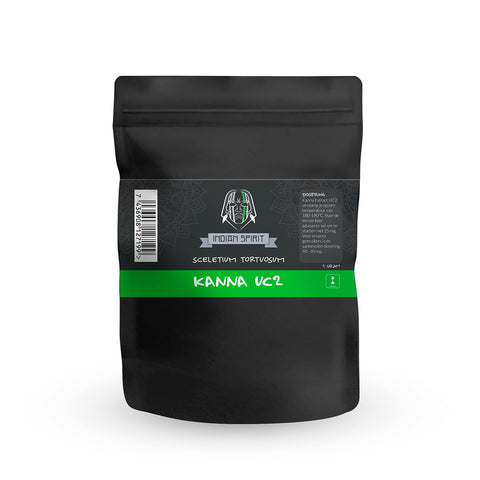 Indian Spirit Kanna UC2 Extract packaging with detailed label design and premium quality emphasis.