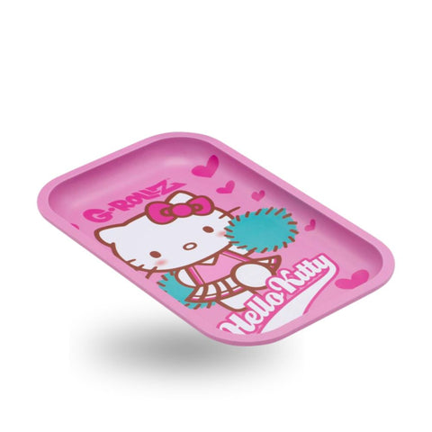 Das G-Rollz Rolling Tray M Hello Kitty Cheerleader ist eine praktische Kräuterschale aus Metall mit auffälligem Hello Kitty Motiv.