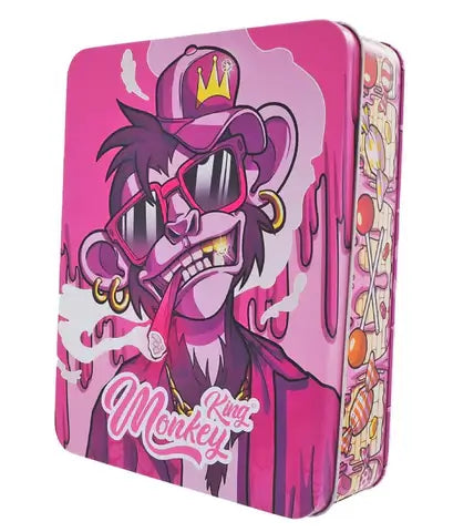 Monkey King Large Metal Storage Box in Bubblegum Edition with vibrant monkey design and stylish colors.