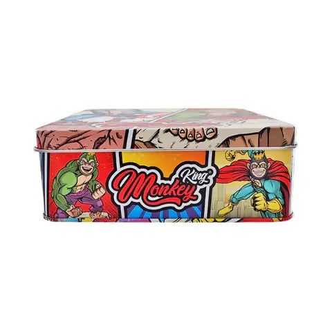 Monkey King Large Metal Storage Box featuring playful superhero designs and vibrant colors.
