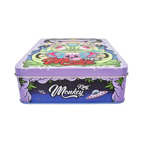 Large metal storage box featuring vibrant Space Alien design, perfect for organizing papers and accessories.