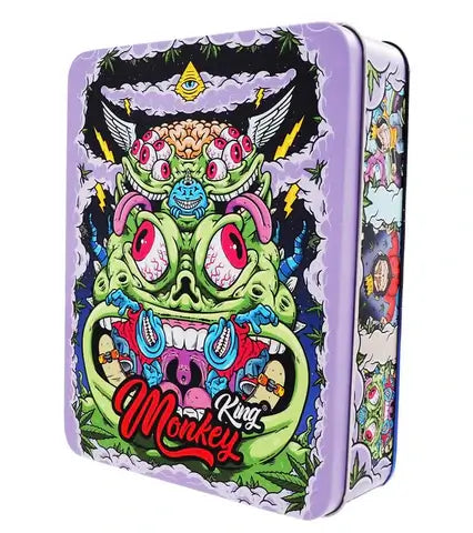 Monkey King Large Metal Storage Box - Space Alien Edition with colorful alien design and vibrant graphics.