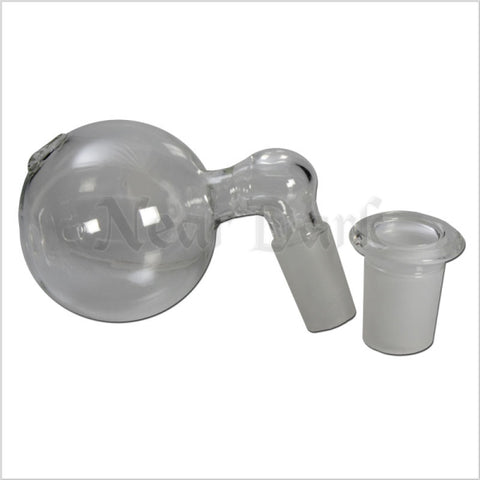 Ölkopf 'Kugel' aus Glas mit NS 14+19 & Adapter