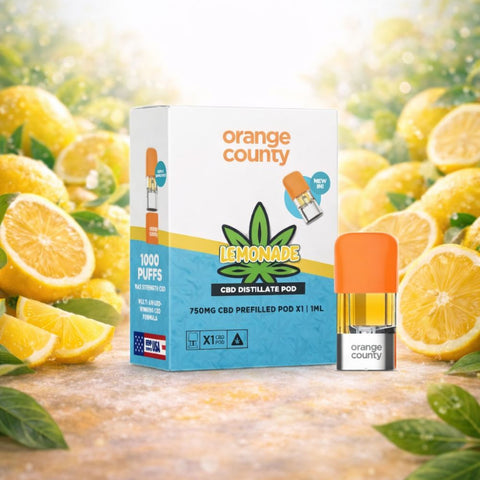 Orange County - CBD Prefilled Pod 1ml mit Zitronengeschmack und 750 mg CBD für vollen Genuss.