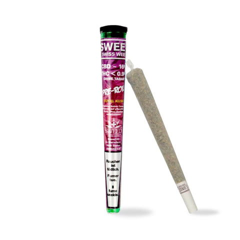 Sweed Pre-Rolled Joint Royal Kush in a tube with high-quality CBD pre-roll for a flavorful indica experience.