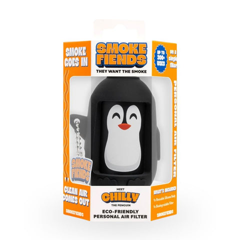 Smoke Fiends Eco Friendly Personal Air Filter Chilly The Penguin, kompakter Rauchfilter im Pinguin-Design zur Reduzierung von Rauch und Gerüchen