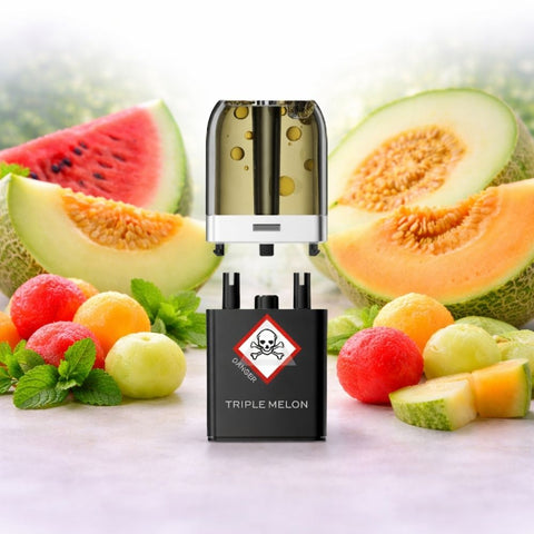 VOZOL - Neon Plug Max Pod Tank Pack & E-Liquid Container mit Triple Melon Aroma und frischen Melonenfrüchten