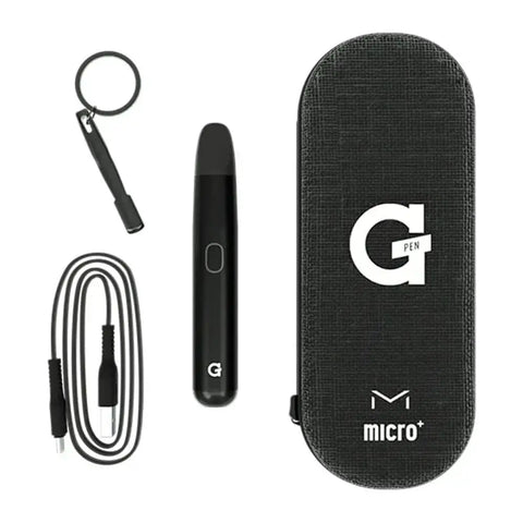 Grenco Science G Pen Micro+ Black Edition with accessories in stylish carrying case.