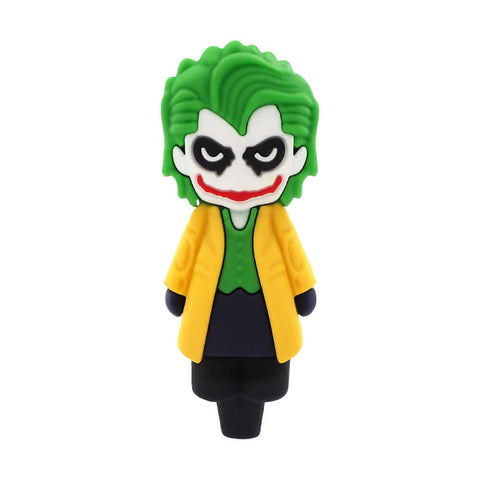 Urban Crew 'Clown Villain' silicone pipe in playful design with green hair and yellow coat, perfect for unique smoking.