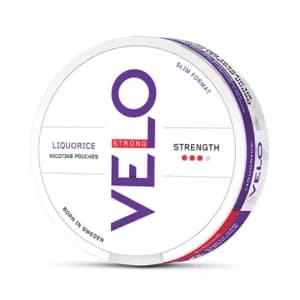 Velo Snus - Alle Sorten, Liquorice nicotine pouches in strong variant, modern and innovative snus experience.