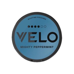 Velo Snus - Alle Sorten, Dose von VELO Mighty Peppermint Nikotinbeuteln.