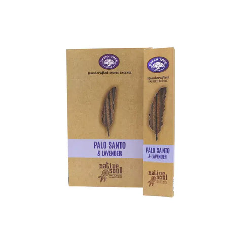 Native Soul Palo Santo & Lavender incense sticks by Green Tree, featuring natural wood and calming lavender scent.