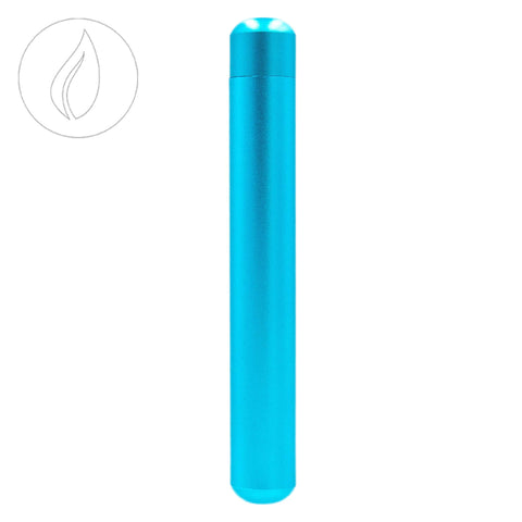 Smell proof metal joint tube in blue, 12 x 1.8 cm, waterproof and odor-resistant storage for joints.